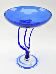 lot 221 image: Cobalt Blue Blown Glass Pedestal Dish