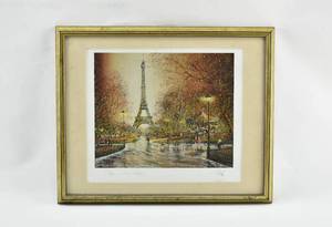 lot 334 image: Impressionist La Tour Eiffel Print on Paper