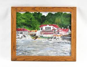 lot 301 image: Waterfront Scene Painting on Canvas