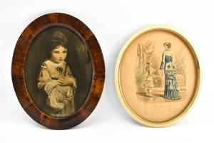 lot 261 image: Two Vintage French Engravings in Oblong Frames