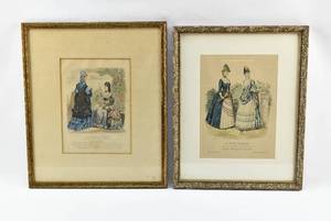 lot 259 image: Two Framed La Mode Illustree Fashion Prints