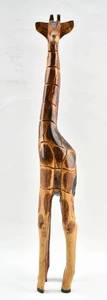 lot 324 image: Tall Hand-Carved Lacquered Wooden Giraffe Sculpture
