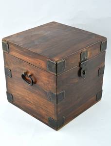 lot 162 image: Vintage Wooden Chest with Metal Latch