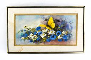 lot 373 image: Christiana Oil on Canvas Painting of Butterfly
