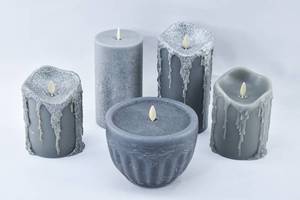 lot 276 image: Five Grey Moving Flame Flameless Real Wax Candles Luminara, Other