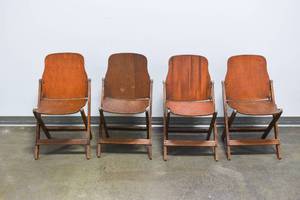lot 184 image: American Seating Company Set of Four Wooden Folding Chairs