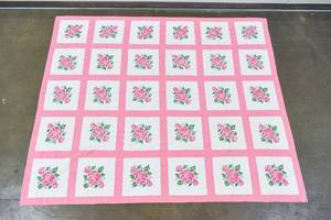 lot 345 image: Handmade Pink Quilt