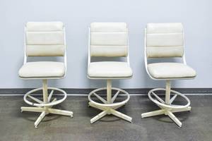 lot 194 image: Set of Three Vintage Swivel Barstools