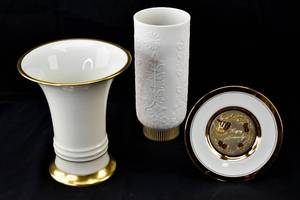 lot 189 image: Three White and Gilt Porcelain Pieces