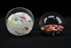 lot 294 image: Two Colorful Blown Glass Paperweights