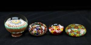 lot 292 image: Assortment of Four Millefiori Blown Glass Paperweights