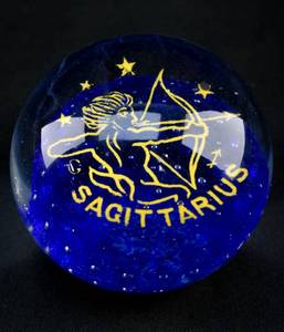 lot 82 image: Vintage Handmade Sagittarius Glass Paperweight from Gentile Glass