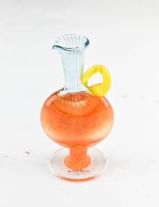 lot 299 image: Orange Bon Bon Art Glass Pitcher by Kjell Engman for Kosta Boda