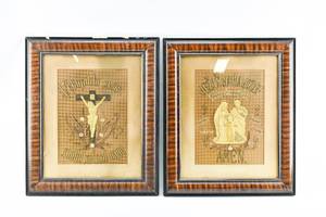 lot 245 image: Two Embroidered Religious Artworks from Slovakia