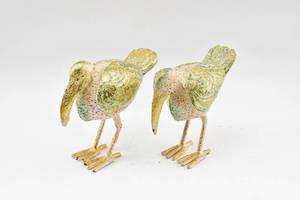 lot 347 image: Pair of Shimmering Shorebird Sculptures