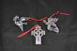 lot 139 image: Three Christmas Ornaments by Waterford Crystal