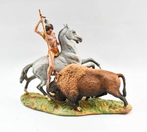 lot 15 image: Laszlo Ispanky Porcelain Sculpture of Man Hunting Buffalo