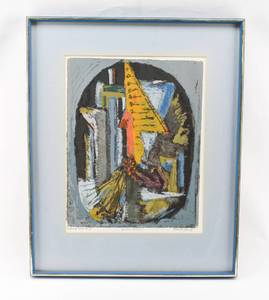 lot 64 image: Signed Euphoria Dada Lithograph by Marcel Janco