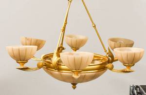 lot 205 image: Electric Chandelier in Gold and Cream