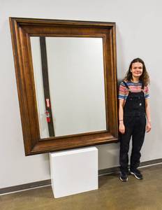 lot 207 image: Large Floor Mirror with a Bronze-Tone Frame