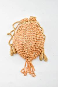 lot 30 image: Antique Drawstring Beaded Crochet Coin Pouch