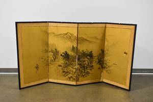 lot 193 image: East Asian Folding Screen with Mountain Painting