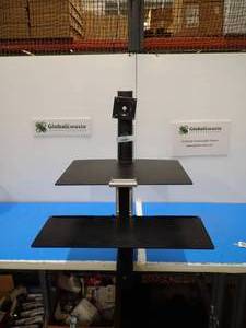 lot 35 image: Ergotron clamp on stand up desk with keyboard tray