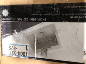 lot 5 image: Elkay Avenue 25 in. Drop inUndermount Single Bowl 18 Gauge Stainless Steel Kitchen Sink with Bottom Grids Customer Returns See Pictures
