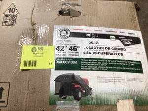 lot 11 image: MTD Genuine Factory Parts Original Equipment 42 in. and 46 in. Double Bagger for Troy-Bilt and Craftsman Lawn Mowers  Customer Returns See Pictures