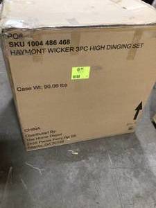 lot 27 image: Haymont Wicker 3PC High Dining Set Customer Returns See Pictures