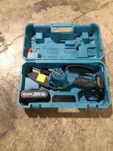 lot 47 image: Saker 4 Inch Mini Chainsaw, Portable Electric Chainsaw Cordless Costumer Returns Missing Charger See Pics