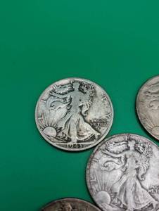 Five 1943 Walking Liberty Silver Half Dollars