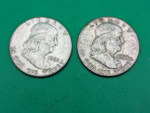 Two 1963 Benjamin Franklin Silver Half Dollars