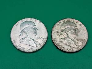 Two 1963 Benjamin Franklin Silver Half Dollars