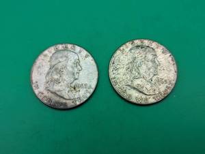 Two 1963 Benjamin Franklin Silver Half Dollars