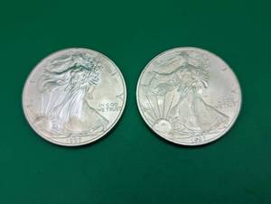 Two 1997 American Eagle Silver Dollars