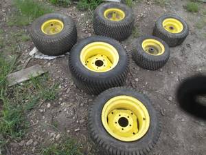 lot 23 image: 6 assorted Riding lawnmower tires a...