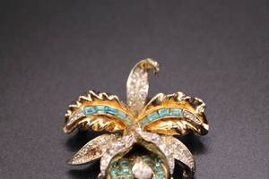 lot 28 image: Coro Craft Costume Rhinestone Orchid Brooch