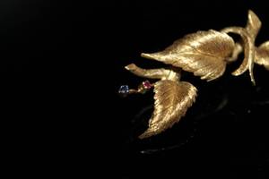 lot 13 image: 18K Gold Brooch wGems