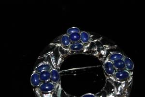 lot 25 image: Georg Jensen Sterling Silver & Lapis Brooch
