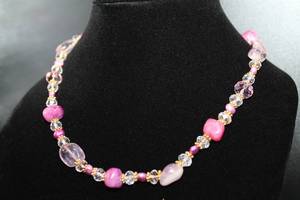 lot 57 image: Crystal, Pearl and Quartz Necklace & Rhinestone Earrings