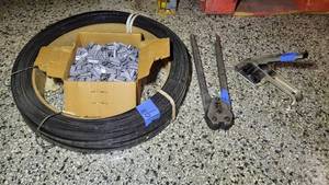 lot 19B image: Strapex Swiss Made Strapping Tool, Banding Crimper, Coil of steel straps, Strapping Seals