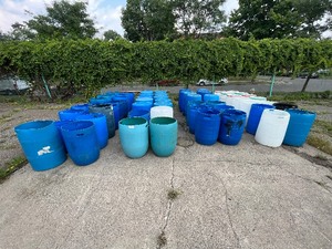 lot 51 image: 48 Plastic Rain Barrels