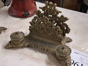 lot 961 image: Victorian Floral Cherubs theme Brass Desk Paper Holder