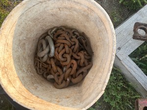 lot 67 image: buckets of chains  and hooks