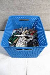 lot 87 image: Basket of Hand Tools and Hardware