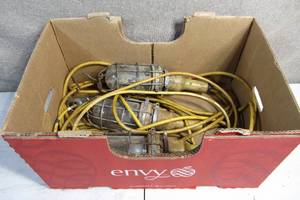lot 108 image: Set of 3 Heavy Duty Work Lights w Blast Vapor resistant Globes