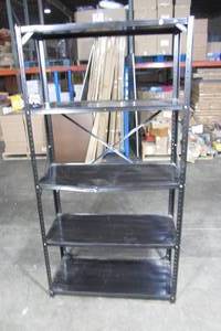 lot 139 image: 5 Tier Black Metal Shelf 71 x 36 x 15.25
