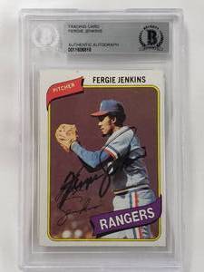 lot 3 image: Fergie Jenkins Authentic Autograph 1980 Topps No. 390
