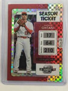 lot 13 image: Shohei Ohtani Season Ticket X Fractor 2022 Panini Chronicles Contenders Optic No. 4